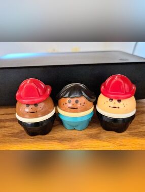 Lot Of 3 Play Figure Dolls Fisher-price, Chunky Luttle People.